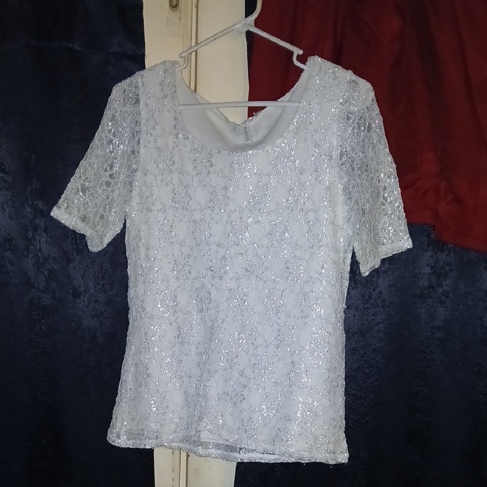 Source Unknown Metallic Lace Women's Top